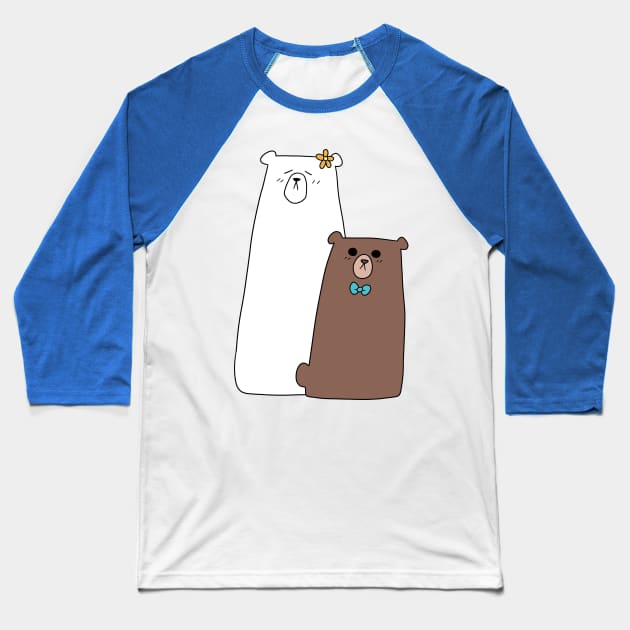 Polar Bear and Brown Bear Baseball T-Shirt by saradaboru